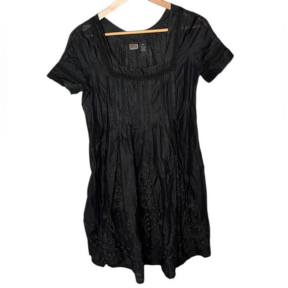 Anthropologie x Lithe Square Neck Pintuck Eyelet Dress Sheer Whimsigoth Boho - Picture 2 of 9